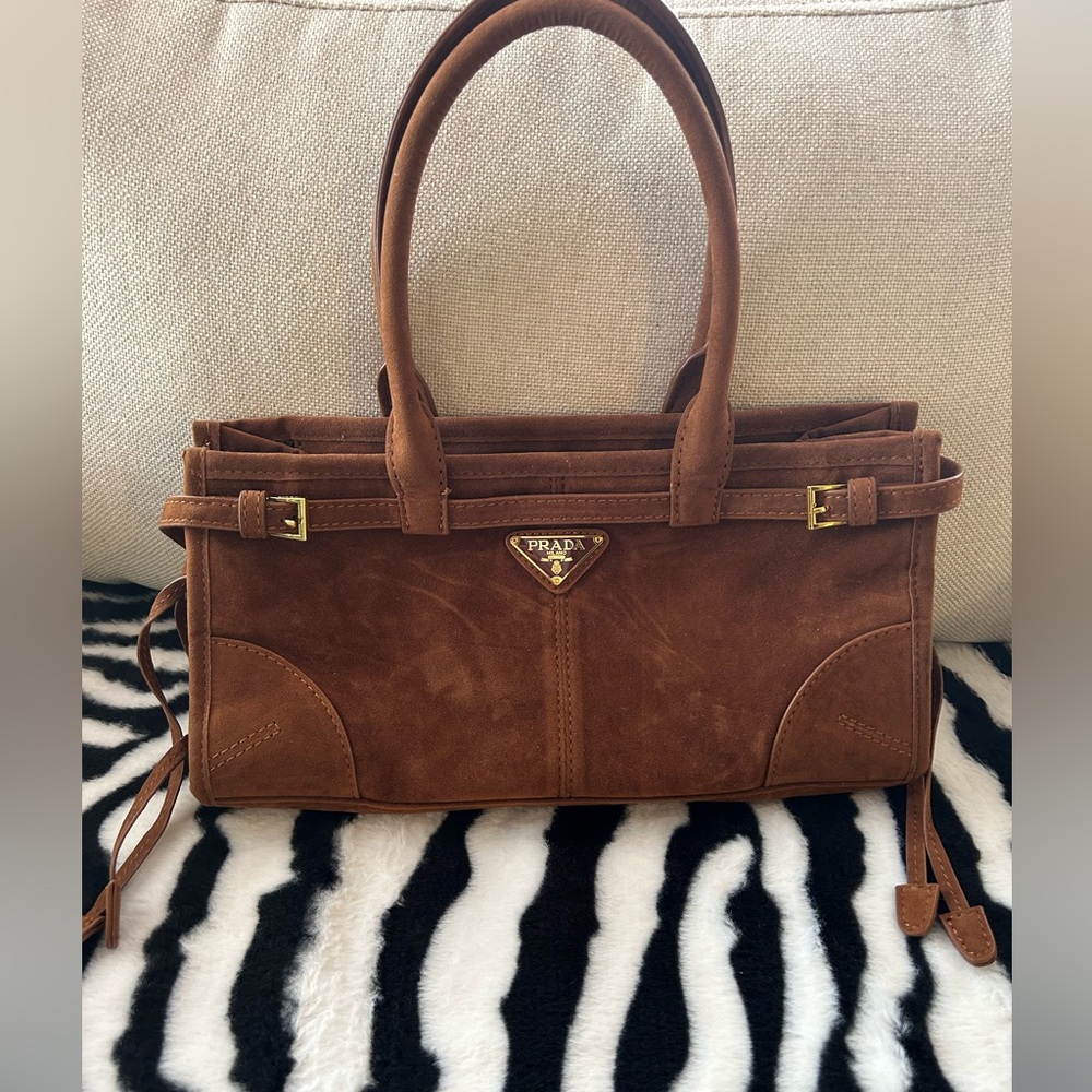 Prada suede shoulder bag